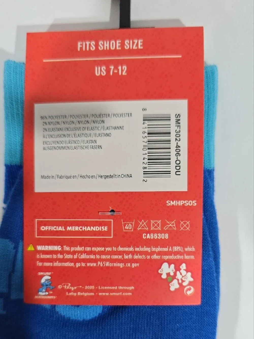 The Smurfs Blue Crew Socks with Character Panels